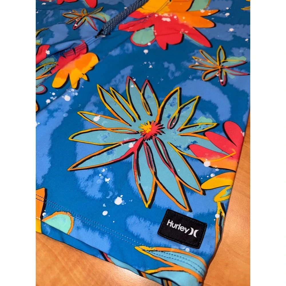 Hurley Phantom Board Shorts Mens 31 Blue Floral Tropical‎ Swim Trunks 9 Inseam